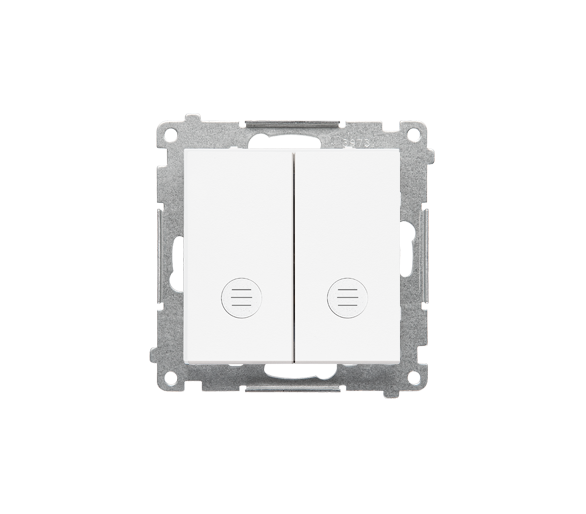 Łącznik schodowy podwójny z podświetleniem bez piktogramu – osobne podświetlenie dla każdego klawisza (moduł) 10 AX, 250 V~, szybkozłącza, Biały mat Simon 55 TW6/2L2.01/X/111