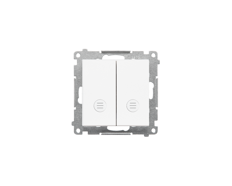 Łącznik schodowy podwójny z podświetleniem bez piktogramu – osobne podświetlenie dla każdego klawisza (moduł) 10 AX, 250 V~, szybkozłącza, Biały mat Simon 55 TW6/2L2.01/X/111