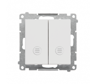 Łącznik schodowy podwójny z podświetleniem bez piktogramu – osobne podświetlenie dla każdego klawisza (moduł) 10 AX, 250 V~, szybkozłącza, Jasnoszary mat Simon 55 TW6/2L2.01/X/114