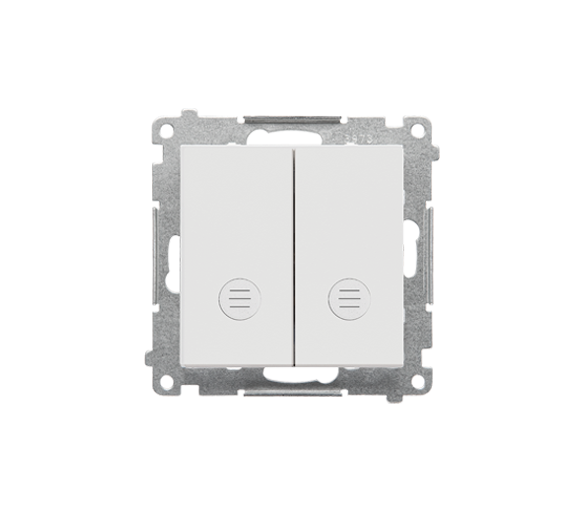 Łącznik schodowy podwójny z podświetleniem bez piktogramu – osobne podświetlenie dla każdego klawisza (moduł) 10 AX, 250 V~, szybkozłącza, Jasnoszary mat Simon 55 TW6/2L2.01/X/114