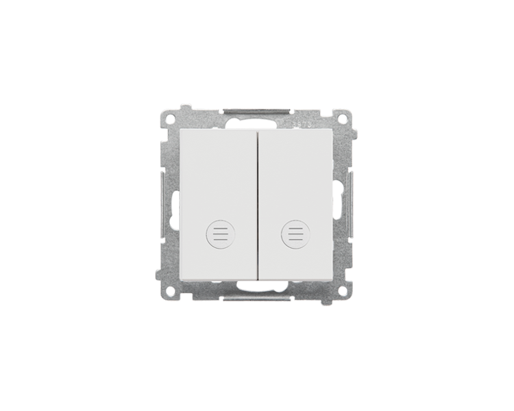 Łącznik schodowy podwójny z podświetleniem bez piktogramu – osobne podświetlenie dla każdego klawisza (moduł) 10 AX, 250 V~, szybkozłącza, Jasnoszary mat Simon 55 TW6/2L2.01/X/114