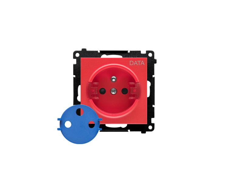 Gniazdo DATA z kluczem uprawniającym (moduł) 16 A, 250 V~, szybkozłącza, Czerwony Simon 55 TGD1CZ.01/122