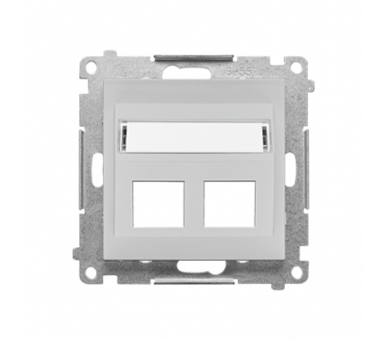 Pokrywa gniazd teleinformatycznych na Keystone skośna podwójna z polem opisowym (moduł), Jasnoszary mat Simon 55 TKP2S.01/114