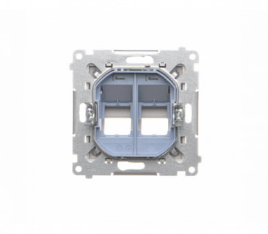 Pokrywa gniazd teleinformatycznych na Keystone skośna podwójna z polem opisowym (moduł), Jasnoszary mat Simon 55 TKP2S.01/114