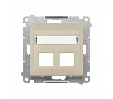 Pokrywa gniazd teleinformatycznych na Keystone skośna podwójna z polem opisowym (moduł), Szampański mat Simon 55 TKP2S.01/144