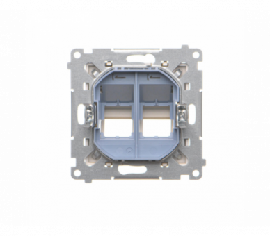 Pokrywa gniazd teleinformatycznych na Keystone skośna podwójna z polem opisowym (moduł), Szampański mat Simon 55 TKP2S.01/144