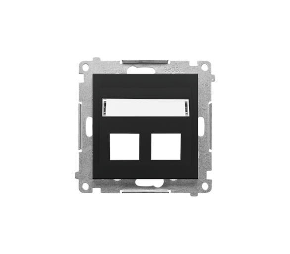 Pokrywa gniazd teleinformatycznych na Keystone skośna podwójna z polem opisowym (moduł), Czarny mat Simon 55 TKP2S.01/149