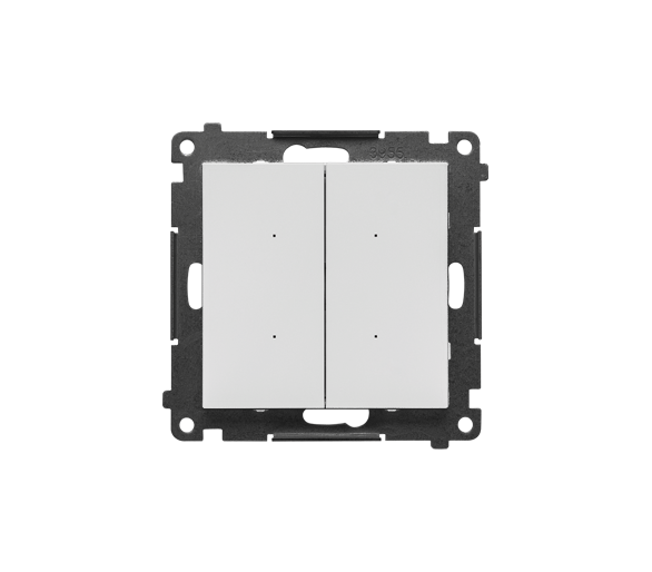 Łącznik elektroniczny podwójny z funcją przycisku lub łącznika czasowego, 2x10 A, 230 V (moduł), Jasnoszary mat Simon 55 TEW2.01/114