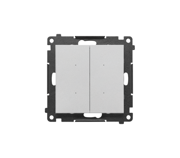 Łącznik elektroniczny podwójny z funcją przycisku lub łącznika czasowego, 2x10 A, 230 V (moduł), Aluminium mat Simon 55 TEW2.01/143