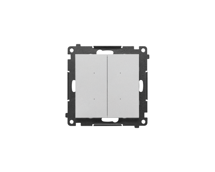 Łącznik elektroniczny podwójny z funcją przycisku lub łącznika czasowego, 2x10 A, 230 V (moduł), Aluminium mat Simon 55 TEW2.01/143