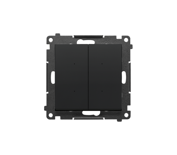 Łącznik elektroniczny podwójny z funcją przycisku lub łącznika czasowego, 2x10 A, 230 V (moduł), Czarny mat Simon 55 TEW2.01/149
