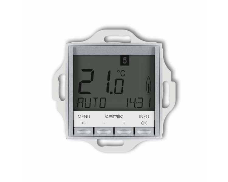 Regulator temperatury, tygodniowy, elektroniczny (podświetlenie niebieskie), srebrny metalik Karlik ICON 7IRT-3.2