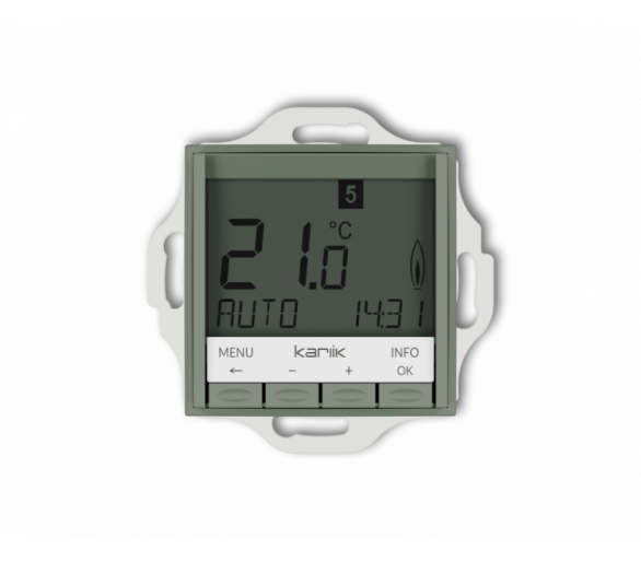 Regulator temperatury, tygodniowy, elektroniczny (podświetlenie niebieskie), szałwiowy Karlik ICON 61IRT-3.2