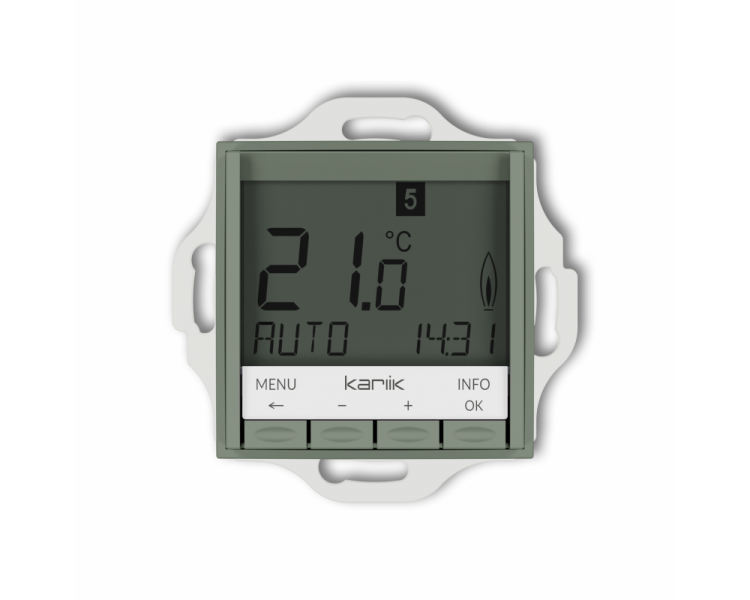 Regulator temperatury, tygodniowy, elektroniczny (podświetlenie niebieskie), szałwiowy Karlik ICON 61IRT-3.2