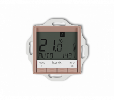 Regulator temperatury, tygodniowy, elektroniczny (podświetlenie niebieskie), łososiowy Karlik ICON 62IRT-3.2