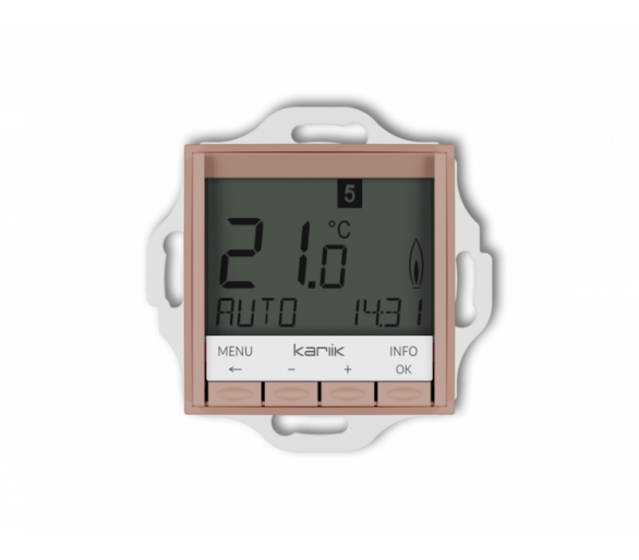 Regulator temperatury, tygodniowy, elektroniczny (podświetlenie niebieskie), łososiowy Karlik ICON 62IRT-3.2