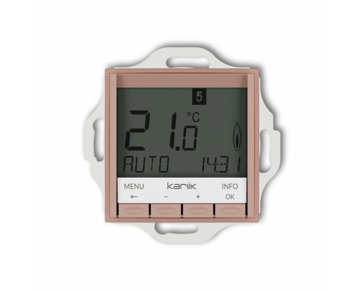 Regulator temperatury, tygodniowy, elektroniczny (podświetlenie niebieskie), łososiowy Karlik ICON 62IRT-3.2