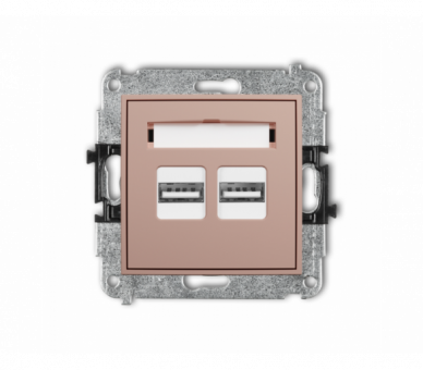 Ładowarka podwójna 2xUSB A, 15,5W max., 5V, 3.1A, łososiowy Karlik ICON 62ICUSB-6