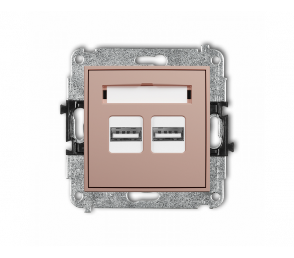 Ładowarka podwójna 2xUSB A, 15,5W max., 5V, 3.1A, łososiowy Karlik ICON 62ICUSB-6