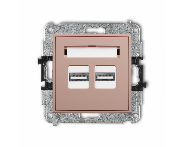 Ładowarka podwójna 2xUSB A, 15,5W max., 5V, 3.1A, łososiowy Karlik ICON 62ICUSB-6