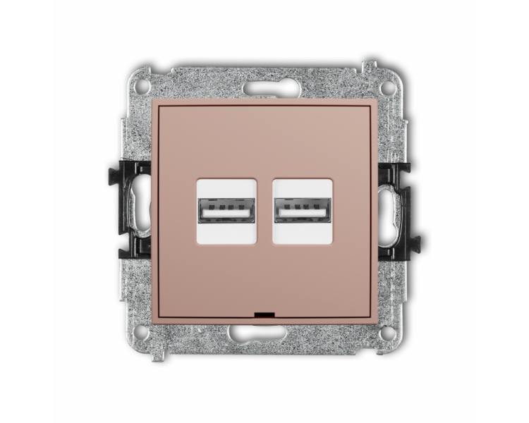 Ładowarka podwójna 2xUSB A, 15,5W max., 5V, 3.1A, bez pola opisowego, łososiowy Karlik ICON 62ICUSBBO-6