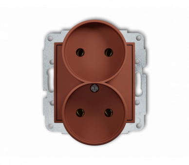 Gniazdo podwójne do ramki bez uziemienia 2x2P (bez przesłon torów prądowych), terakota Karlik ICON 63IGPR-2