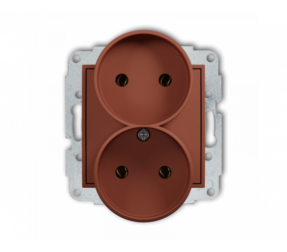 Gniazdo podwójne do ramki bez uziemienia 2x2P (bez przesłon torów prądowych), terakota Karlik ICON 63IGPR-2