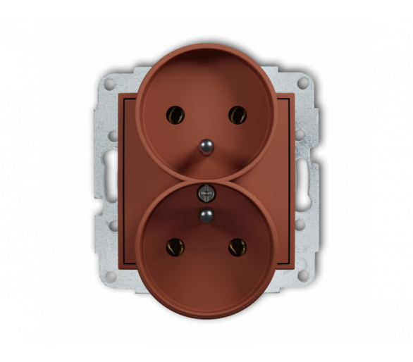 Gniazdo podwójne do ramki z uziemieniem 2x(2P+Z) (bez przesłon torów prądowych), terakota Karlik ICON 63IGPR-2z
