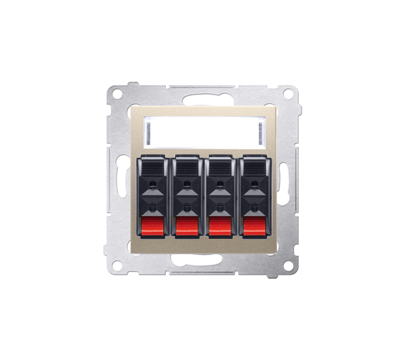 Gniazdo głośnikowe 4-krotne z polem opisowym złoty mat, metalizowany DGL34.01/44