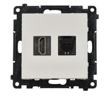 Gniazdo HDMI 2.1 + komputerowe RJ45 kat.6., moduł, biały mat, Standard HDMI: HDMI 2.1 Simon 55 TGH21RJ45.01/111