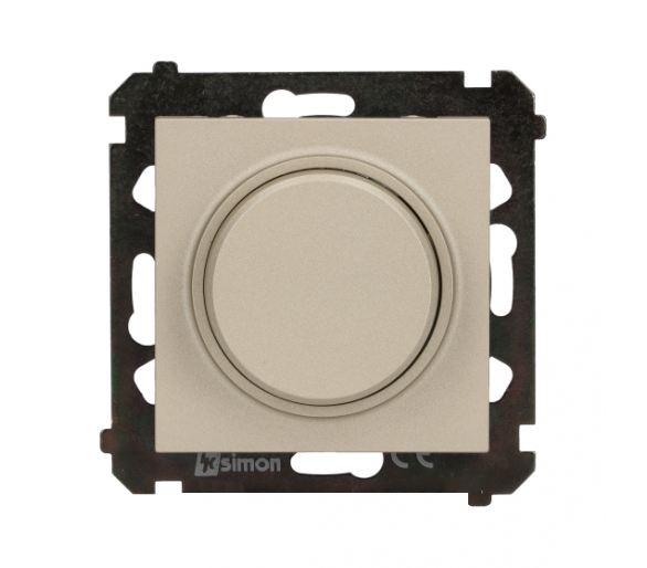 Ściemniacz do LED ściemnialnych, naciskowo-obrotowy, jednobiegunowy, 230V, moduł, 2W÷200W, szampański mat Simon 55 TES9L.01/144