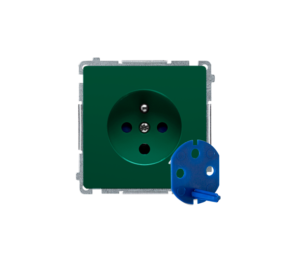 Gniazdo wtyczkowe pojedyncze DATA z kluczem uprawniającym zielony 16A BMGD1.01/33