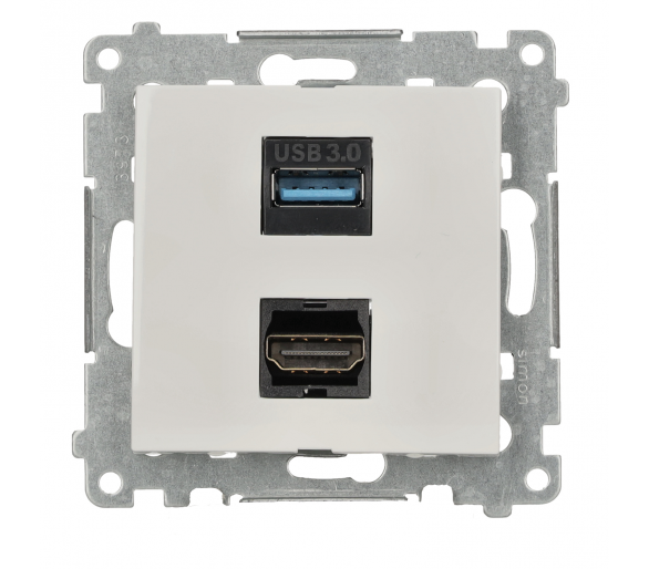 Gniazdo HDMI 1.4 + USB 3.0, biały, Standard HDMI: HDMI 1.4 Simon 54 DGHDUSB3.01/11