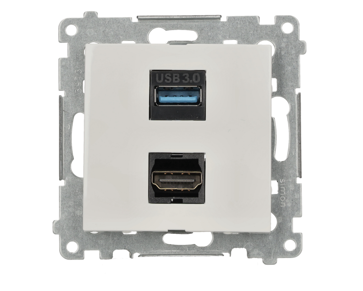 Gniazdo HDMI 1.4 + USB 3.0, biały, Standard HDMI: HDMI 1.4 Simon 54 DGHDUSB3.01/11 Gniazdo HDMI 1.4 + USB 3.0, biały, Standard HDMI: HDMI 1.4 Simon 54 DGHDUSB3.01/11