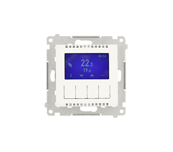 Regulator temperatury z wyświetlaczem (czujnik wewnętrzny lub sonda) biały Simon54 DETD1A.01/11