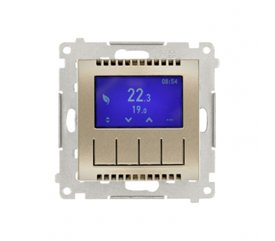 Regulator temperatury z wyświetlaczem (czujnik wewnętrzny lub sonda) złoty mat, metalizowany Simon54 DETD1A.01/44