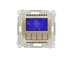 Regulator temperatury z wyświetlaczem (czujnik wewnętrzny lub sonda) złoty mat, metalizowany Simon54 DETD1A.01/44