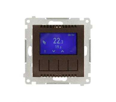 Regulator temperatury z wyświetlaczem (czujnik wewnętrzny lub sonda) brąz mat, metalizowany Simon54 DETD1A.01/46