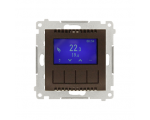 Regulator temperatury z wyświetlaczem (czujnik wewnętrzny lub sonda) brąz mat, metalizowany Simon54 DETD1A.01/46