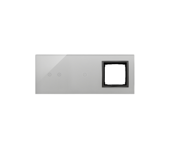 Panel dotykowy 3 moduły, Moduł 1: 2 pola dotykowe poziome, Moduł 2: 1 pole dotykowe, Moduł 3: otwór na osprzęt Simon 54