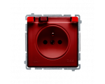 Gniazdo wtyczkowe pojedyncze w wersji IP44 z przesłonami torów prądowych -  klapka w kolorze transparentnym czerwony 16A BMGZ1BZ