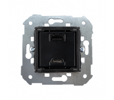 Ładowarka podwójna USB typ A+C (moduł), 230V AC / 5V DC, Σ3.1A QUICK CHARGE, 3,1A, czarny Simon 82 7511296-039
