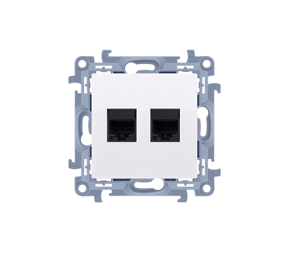 Gniazdo komputerowe RJ45 kategoria 5e + telefoniczne RJ12, biały Simon 10 C5T12.01/11