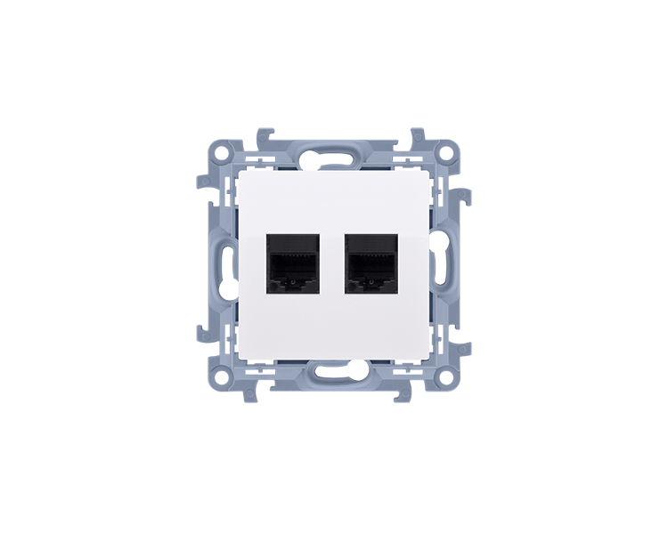 Gniazdo komputerowe RJ45 kategoria 5e + telefoniczne RJ12, biały Simon 10 C5T12.01/11 Gniazdo komputerowe RJ45 kategoria 5e + telefoniczne RJ12, biały Simon 10 C5T12.01/11