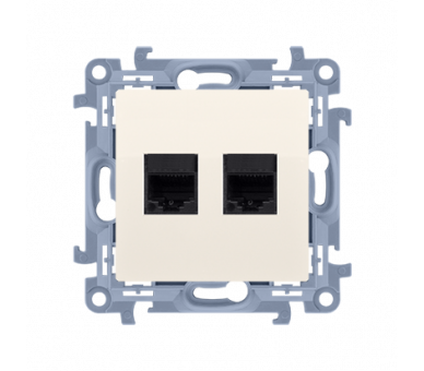 Gniazdo komputerowe RJ45 kategoria 5e + telefoniczne RJ12, kremowy Simon 10 C5T12.01/41