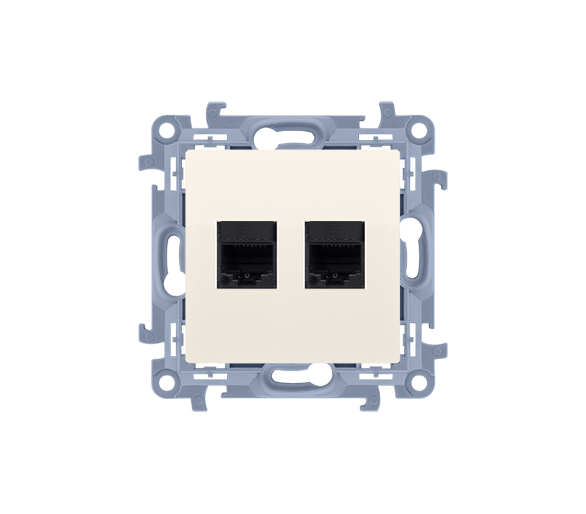 Gniazdo komputerowe RJ45 kategoria 5e + telefoniczne RJ12, kremowy Simon 10 C5T12.01/41
