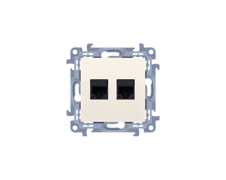 Gniazdo komputerowe RJ45 kategoria 5e + telefoniczne RJ12, kremowy Simon 10 C5T12.01/41 Gniazdo komputerowe RJ45 kategoria 5e + telefoniczne RJ12, kremowy Simon 10 C5T12.01/41