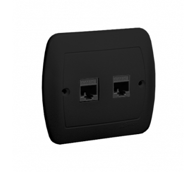 Gniazdo komputerowe podwójne RJ45 kategoria 5e, czarny mat Simon Akord AF52/49