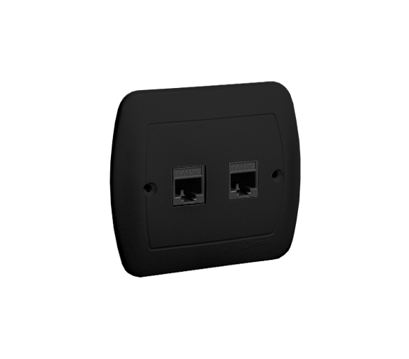 Gniazdo komputerowe podwójne RJ45 kategoria 5e, czarny mat Simon Akord AF52/49