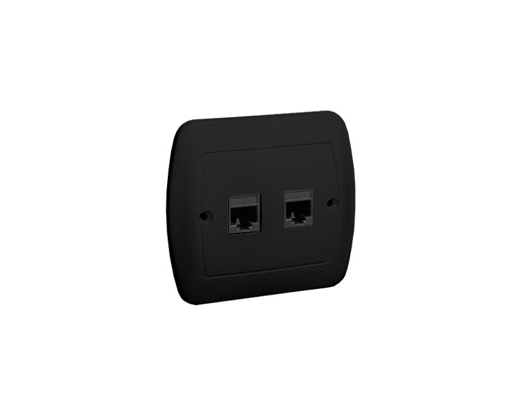 Gniazdo komputerowe podwójne RJ45 kategoria 5e, czarny mat Simon Akord AF52/49 Gniazdo komputerowe podwójne RJ45 kategoria 5e, czarny mat Simon Akord AF52/49